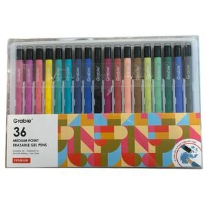 Grabie 36 Count Erasable Gel Pens Premium .7MM Rollerball Point Smooth Writing